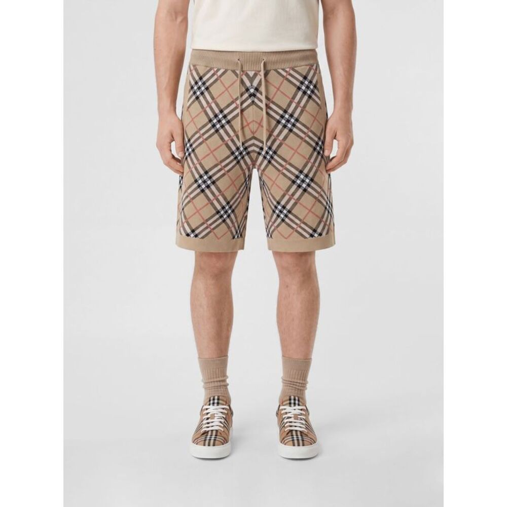 Burberry Men Vintage Check Cotton-Blend Drawstring Shorts Burberry